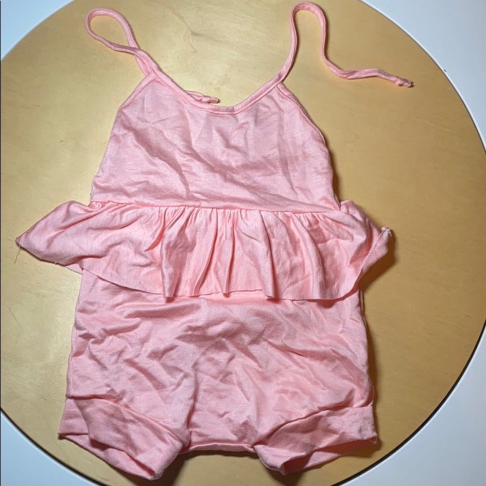 Million polkadots pink peach halter top romper